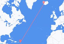 セントクリストファー・ネイビスのセントクリストファー島から、アイスランドのレイキャビクまでのフライト