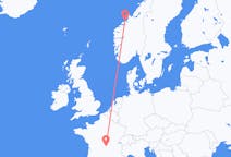 Flyg från Clermont-Ferrand, Frankrike till Kristiansund, Norge