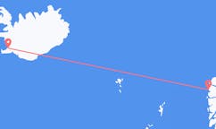 航班从挪威弗卢勒市到雷克雅维克市，冰岛塞尔