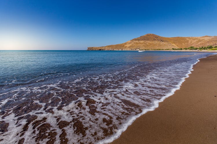 Photo of beach of Chrousos, near Mytilene, in Lesvos island.
