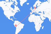 Flyg från Arequipa, Peru till Berlin, Maryland, Tyskland