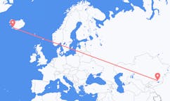 航班从哈萨克斯坦阿拉木图市到雷克雅维克市，冰岛塞尔