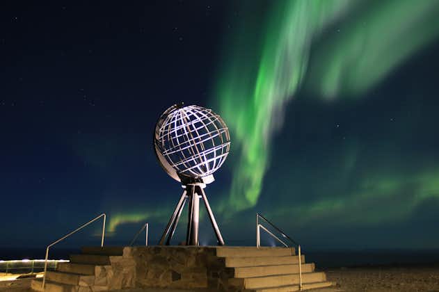 Photo of northern lights at North Cape in the extreme part of Norway.