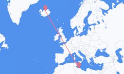 Vols de Tripoli, Libye à Akureyri, Islande