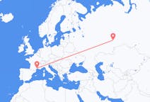 Vluchten van Jekaterinenburg, Rusland naar Montpellier, Frankrijk