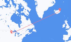 航班从美国明尼阿波利斯市到埃伊尔斯塔济市，冰岛塞尔
