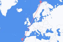 ノルウェーのトロムソからから、スペインのランサローテ島までのフライト