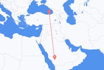 Vluchten van Bisha, Saoedi-Arabië naar Trabzon, Turkije