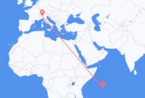 Flyreiser fra Praslin, Seychellene til Milano, Italia