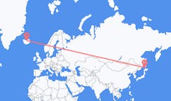 航班从日本稚内市市到阿克雷里市，冰岛塞尔