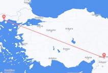Loty z Gaziantep, Turcja do prefektury Kawala, Grecja