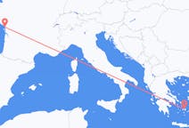 Vluchten van La Rochelle, Frankrijk naar Naxos, Griekenland