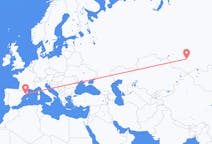 Fly fra Novokuznetsk til Barcelona