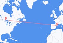 Flyreiser fra Thunder Bay, Canada til Barcelona, Spania