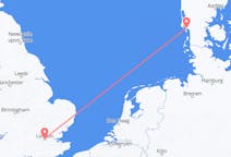 Flyreiser fra London, England til Esbjerg, Danmark
