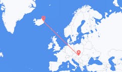 航班从匈牙利布达佩斯市到埃伊尔斯塔济市，冰岛塞尔