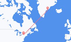 来自美国伊萨卡目的地 格陵兰库鲁苏克的航班