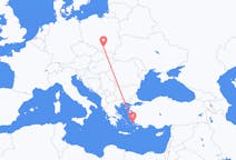 出发地 希腊出发地 萊羅斯島目的地 波兰克拉科夫的航班