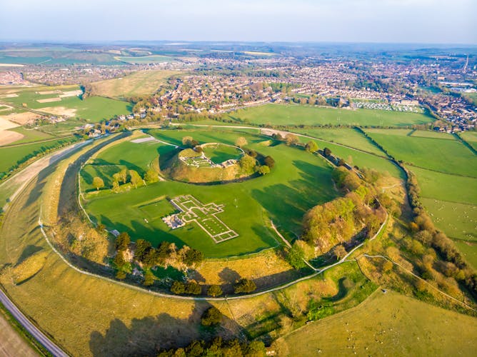 Photo of aerial view of Old Sarum in Salisbury, England.