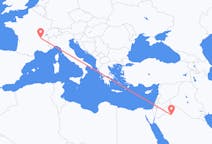 出发地 沙特阿拉伯出发地 阿尔焦夫地区目的地 法国里昂的航班