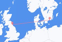 Flyreiser fra Karlskrona, Sverige til Newcastle upon Tyne, England