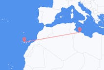 Loty z Trypolis w Libii na Teneryfę w Hiszpanii