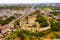 Flight over the city Loches and the Royal castle Loches on summer day. France