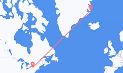 来自美国伊萨卡目的地 格陵兰斯科斯比鬆的航班