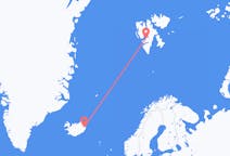 アイスランドのエギルスタジルから、スバールバル諸島とヤンマイエン島のスバールバル諸島までのフライト