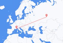 Flyg från Jekaterinburg, Ryssland till Nice, Frankrike