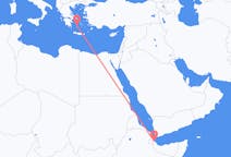 Flyg från Balbala, Djibouti till Milos, Grekland