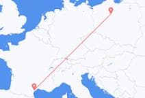 Flyg från Béziers, Frankrike till Bydgoszcz, Polen