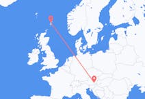 Fly fra Shetland Islands til Graz