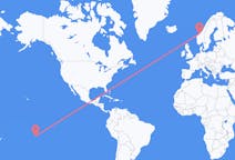 出发地 法属波利尼西亚出发地 提克豪環礁目的地 挪威克里斯蒂安松的航班