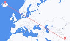 Fly fra byen Lucknow, Indien til byen Akureyri, Island