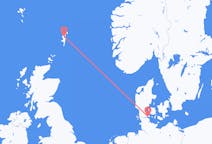 Flug frá Sønderborg, Danmörku til Lerwick, Skotlandi