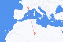 Vluchten van Djanet, Algerije naar Montpellier, Frankrijk