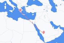 Lennot Bishasta, Saudi-Arabia Kalamataan, Kreikka