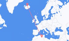 Flyrejser fra Touggourt, Algeriet til Akureyri, Island