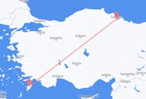 出发地 土耳其出发地 薩姆松目的地 希腊罗得岛的航班