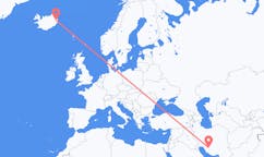 航班从伊朗希哈市到埃伊尔斯塔济市，冰岛塞尔