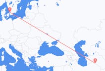 Loty z Aszchabad, Turkmenistan do Angelholm, Szwecja