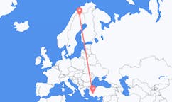 Flyreiser fra Denizli, til Kiruna