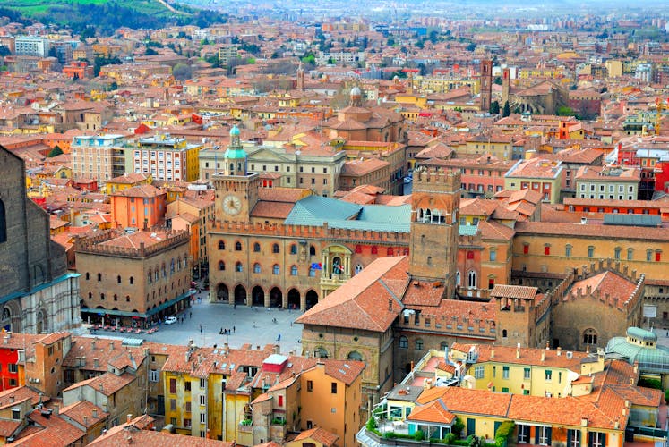 Photo of Bologna main square aerial view from Asinelli tower.
