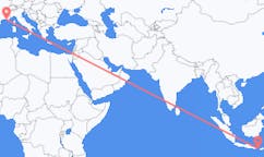 Flyrejser fra Praya, Lombok, Indonesien til Toulon, Frankrig
