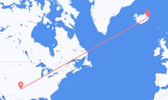 航班从美国阿马里洛市到埃伊尔斯塔济市，冰岛塞尔