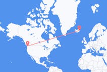 Vluchten van Seattle, Verenigde Staten naar Egilsstaðir, IJsland