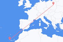 Flyreiser fra Santa Cruz De La Palma, Spania til Warszawa, Polen