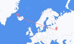 Fly fra byen Moskva til byen Ísafjörður