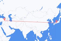 Flyreiser fra Osaka, Japan til Diyarbakir, Tyrkia